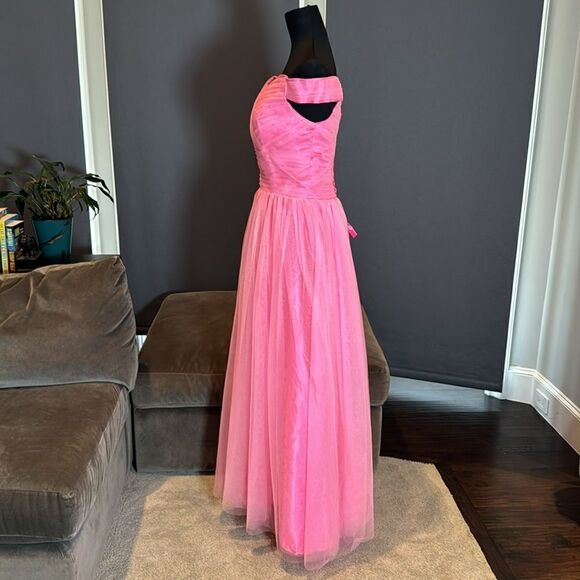 Women’s Pink Off the Shoulder Full Length Prom Party Dress Corset Back Size 8 - Picture 6 of 10